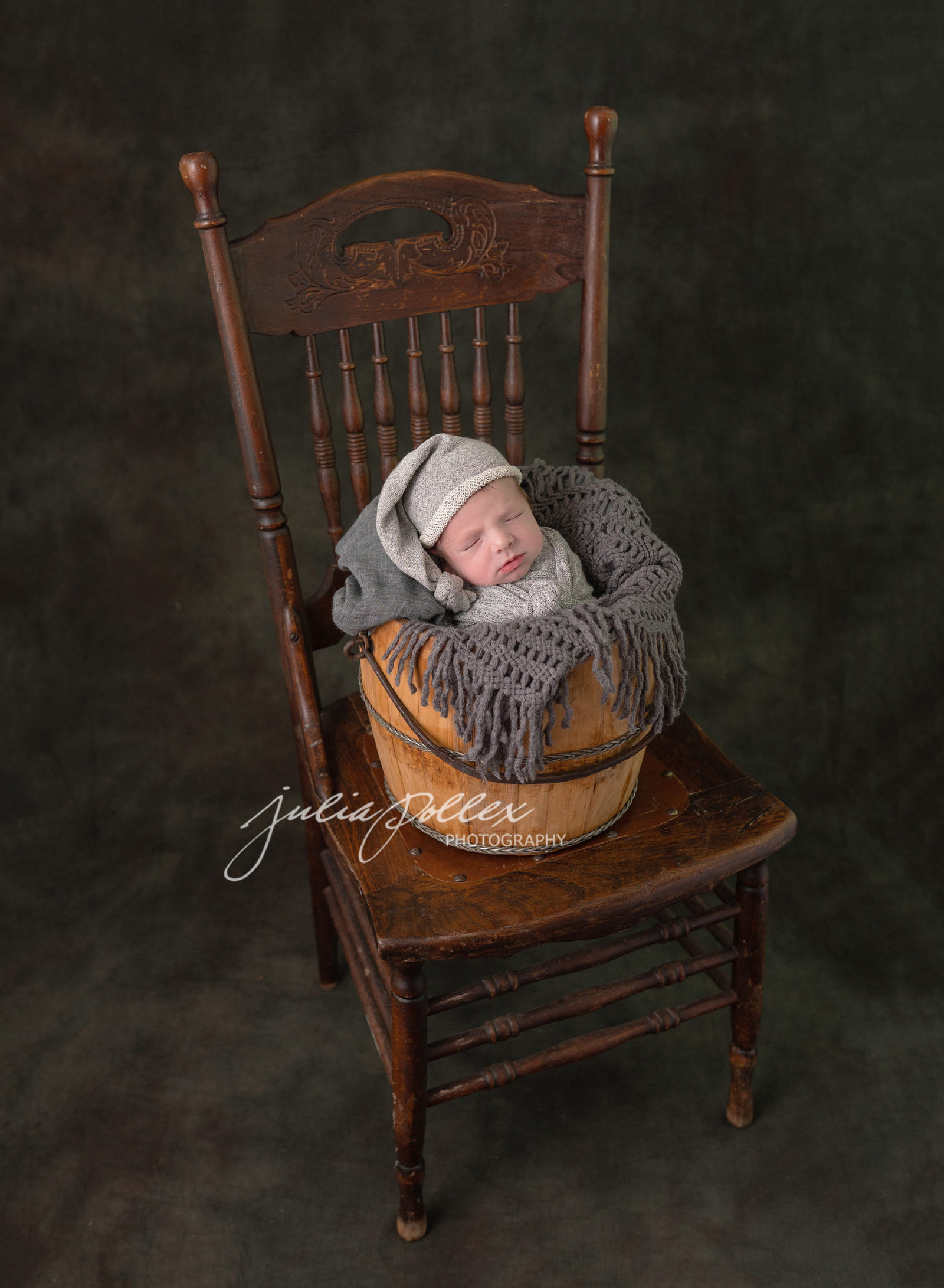 Newborn_Session_Grey_Baby_Antique_Chair_Conover_North_Carolina_Photography